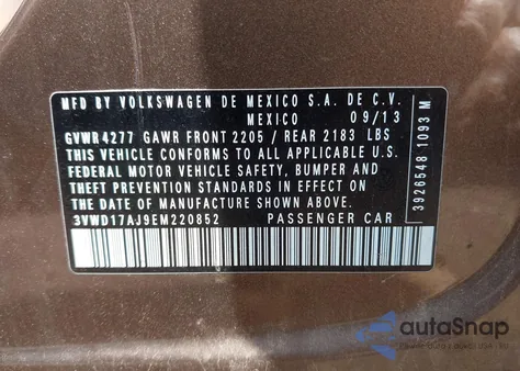 2014 Volkswagen Jetta 1.8T Se from USA, damaged, VIN 3VWD17AJ9EM220852